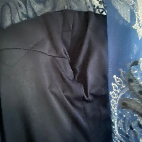 Cachet Navy Blue Rhinestone Beaded Embroidered Long Formal Dress Gown Prom sz 4 - Picture 11 of 13